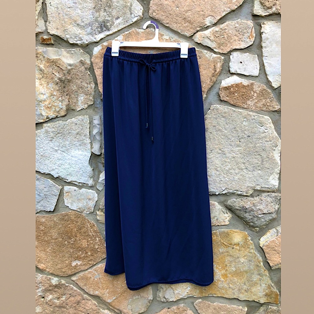 NWOT Navy Maxi Skirt With String Tie Detail